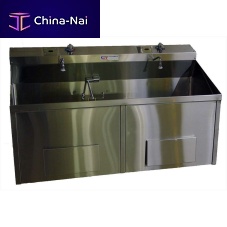 2-station surgical sink SSS Seriesstainless steelknee-operatedinfrared-operated