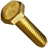 Brass bolt threadedwith hexagonal head