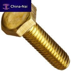 Brass bolt threadedwith hexagonal head