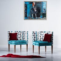 Contemporary armchair GEMINIfabricAmerican walnutcorner
