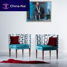 Contemporary armchair GEMINIfabricAmerican walnutcorner