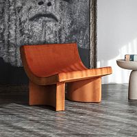 Contemporary fireside chair TALKfabriccustomizable colorsled base