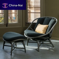 Contemporary fireside chair Armadillofabricleatherrattan