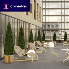 Contemporary sun lounger H24 oakaluminumgalvanised steel