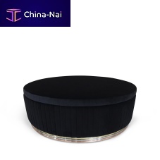 Contemporary ottoman MIAvelvetpolished brassround