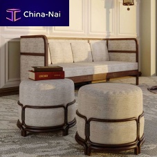 Contemporary stool Stefanleatherlinenwalnut