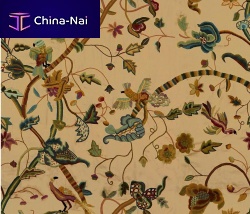 Upholstery fabric COSIMO CREWELfloral patternlinenacrylic