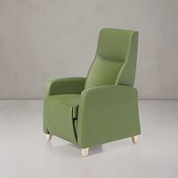 Traditional relaxing armchair NEPALfabricwoodenwith footrest