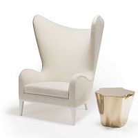 Traditional armchair HAPPINESSleatherfabricwing