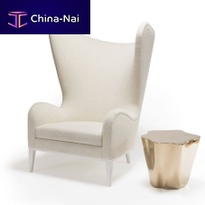 Traditional armchair HAPPINESSleatherfabricwing