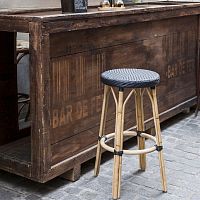 Contemporary bar stool Simonerattanwalnut base4-legged