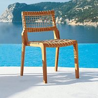 Contemporary garden chair SYNTHESIS outdoorsynthetic fiberteak base