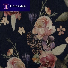 Upholstery fabric POSSAGNOfloral patternlinenjute
