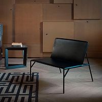Contemporary fireside chair TOUT LE JOURleathermetalupholstered
