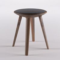 Contemporary stool KALOTAleathersolid woodsolid wood base