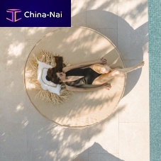 Contemporary sun lounger raffiafabricpool2-person