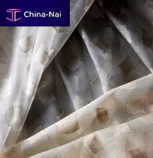 Geometric pattern sheer curtain fabric DYNAMIC DUO viscosesilkpolyester