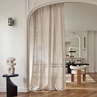 Patterned sheer curtain fabric NAVIGLIO linencottonPES