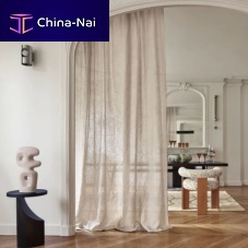 Patterned sheer curtain fabric NAVIGLIO linencottonPES