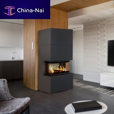 Wood-burning fireplace HEB/BLACKfree-standingwall3-sided