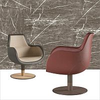 Contemporary armchair DEKA leatheroakmetal