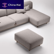 Contemporary ottoman Dufflefabricoakwalnut
