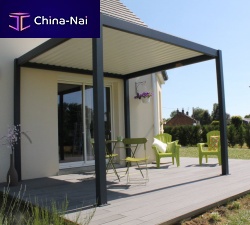 Self-supporting pergola BELIZEwall-mountedaluminumwith mobile slats