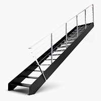 Straight staircase L20-2R-GFLmetal stepmetal framecontemporary