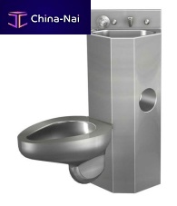 Free-standing toilet PENAL-WARE® : 1415stainless steelwith integrated hand basinfor public washroom