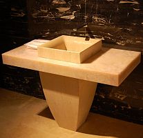 Free-standing washbasin ROMAN TRAVERTIN SINK "QUADRO" AND PINK ONYXmarblenatural stone1-hole