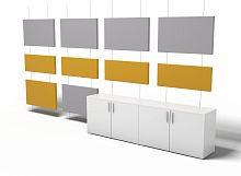 Wall-hung partition CAPSOUNDfabricfor officesacoustic