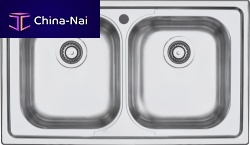 Double kitchen sink 1LFS92without drainboardstainless steelovermount