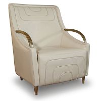 Contemporary armchair Tuscanyleathersolid woodhandmade