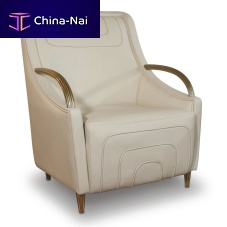 Contemporary armchair Tuscanyleathersolid woodhandmade