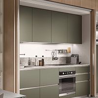Contemporary kitchen BOXIwood veneerstonestainless steel