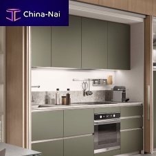 Contemporary kitchen BOXIwood veneerstonestainless steel