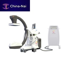 Mobile C-arm Euroampli alienwith flat panel detectorwith integrated video monitor