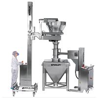 Bulk material weighing machine with gravity feedsemi-automatic