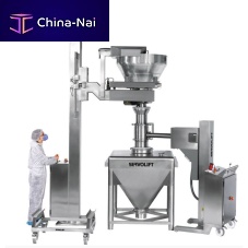 Bulk material weighing machine with gravity feedsemi-automatic