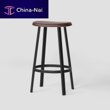 Contemporary bar stool ANNOleatheroakpowder-coated steel base