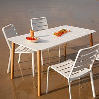 Contemporary dining table ALICANTEaluminumteak baserectangular