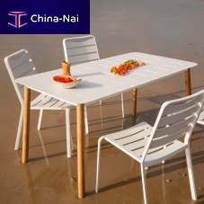 Contemporary dining table ALICANTEaluminumteak baserectangular