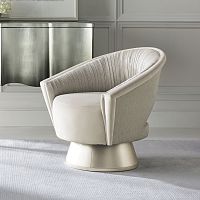 Contemporary armchair A COM-PLEAT TURN AROUNDvelvetbeigeswivel