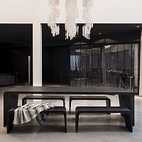 Contemporary table and bench set AMEZAsteelgardenpatio