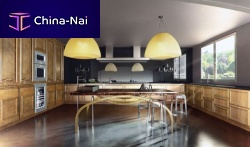 Contemporary kitchen woodenU-shapedhandleless