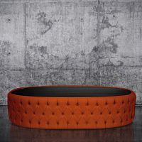 Contemporary ottoman SIXTINE fabricleatheroak