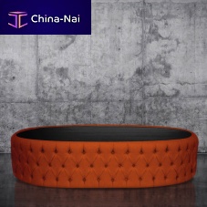 Contemporary ottoman SIXTINE fabricleatheroak