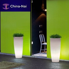 Polyethylene plant pot BAMBU LIGHTroundhighilluminated