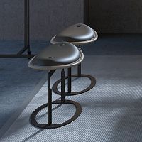 Contemporary stool ALMA leatherfabricmetal base