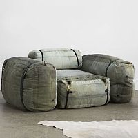 Contemporary pouf THE SHEARER leathermodularcustom